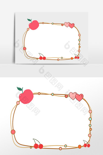 手绘可爱苹果边框素材图片