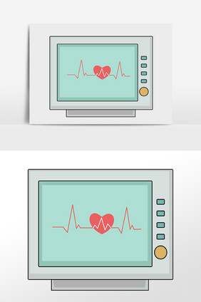 手绘心电图显示器素材