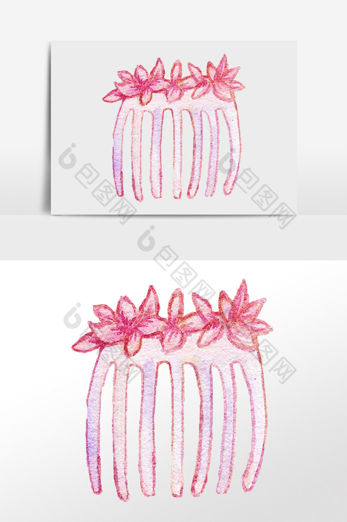 彩绘古风粉色发卡素材
