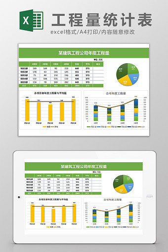 建筑工程年度工程销量统计图Excel模板图片