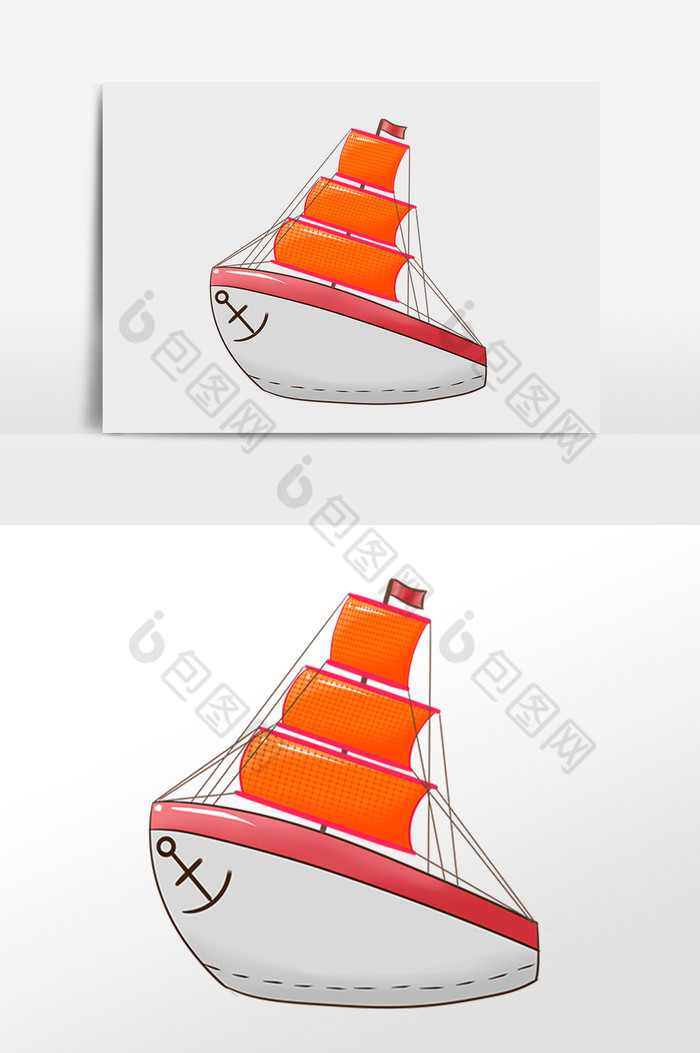 橘色船帆轮船图片图片