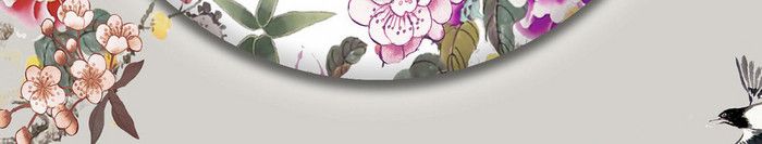 新中式手绘工笔花卉镂空浮框背景墙