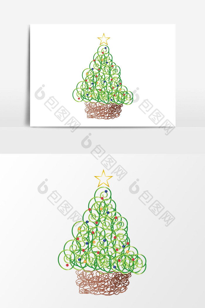 圣诞节手绘卡通圣诞树ai矢量元素