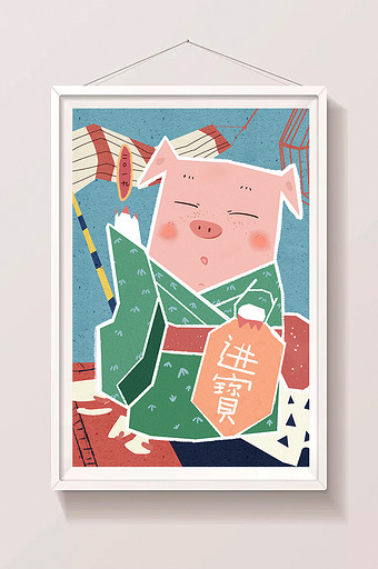 2019猪年中国传统创意插画图片