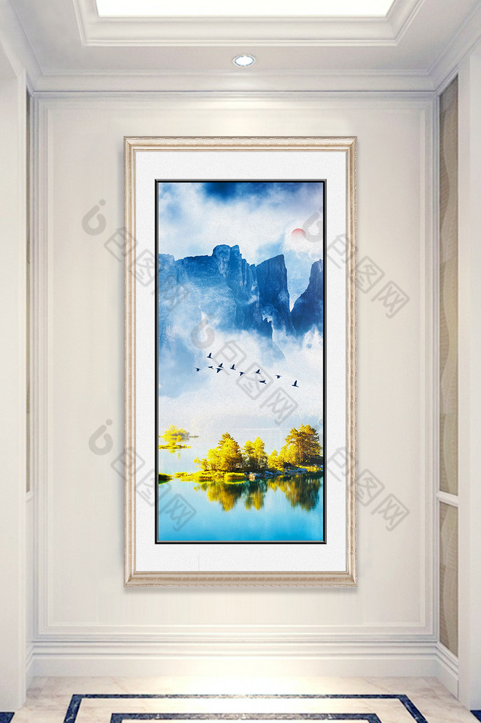 中式西湖印象风景客厅地产玄关装饰画图片图片