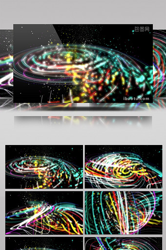 五彩炫酷粒子线条运动旋转大气背景led图片