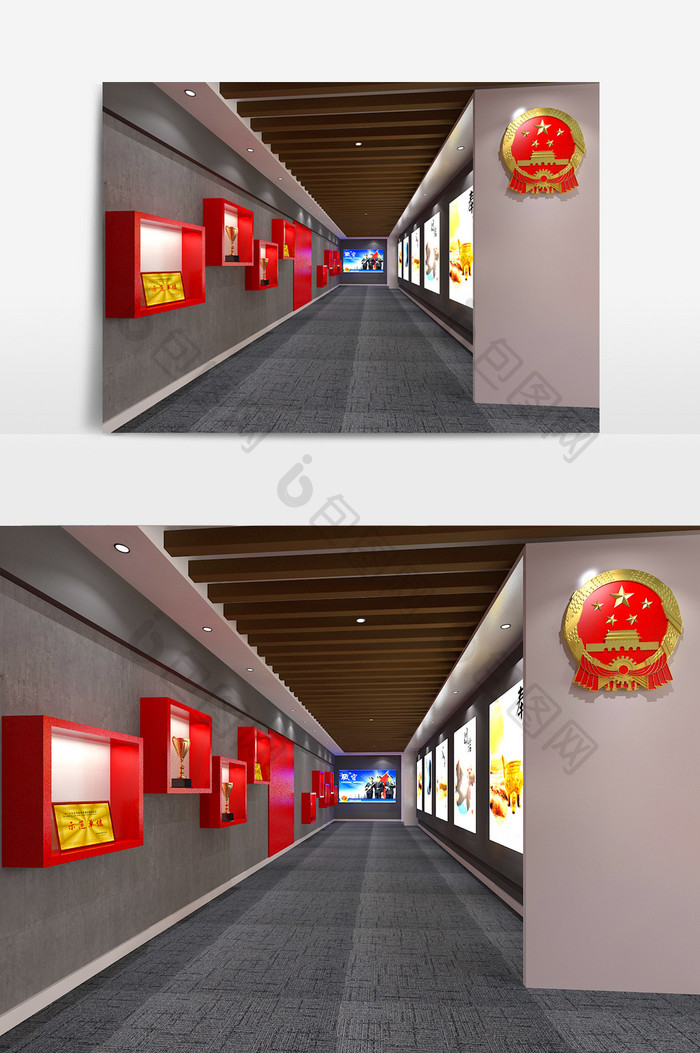 司法宣传长廊党建文化墙3d模型