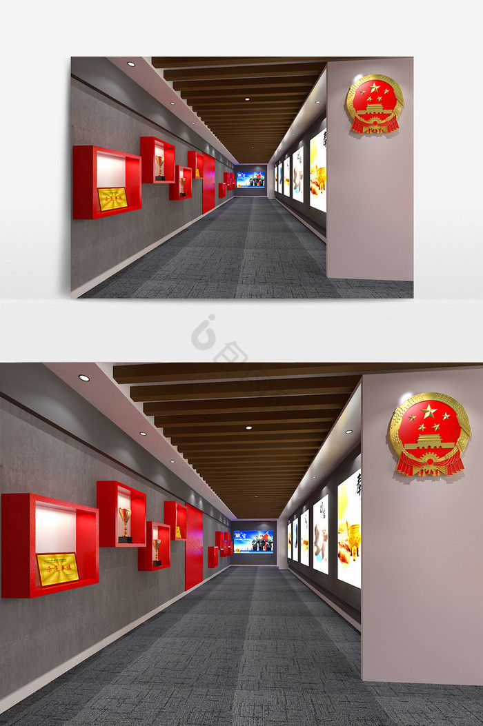 司法宣传长廊党建文化墙3d模型图片