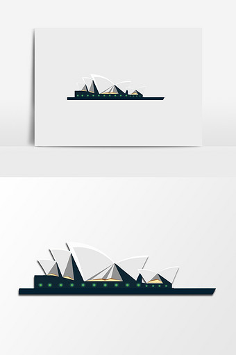 手绘悉尼歌剧院插画元素图片