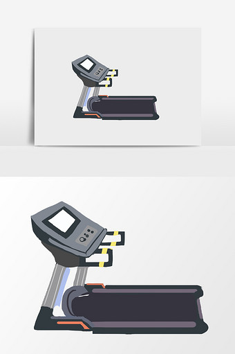 手绘健身跑步机插画元素图片