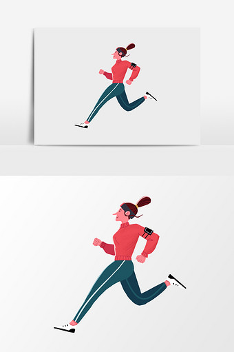 手绘跑步运动的女人插画元素图片
