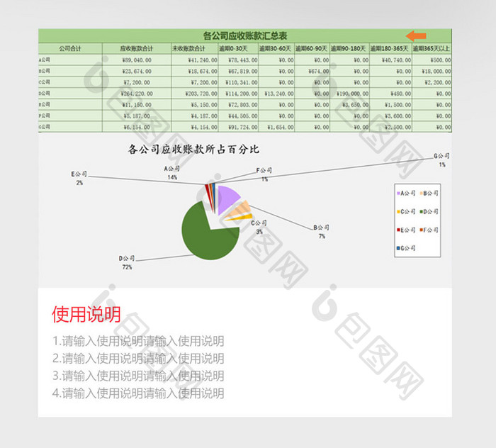 自动化应收账龄分析系统 excel模板