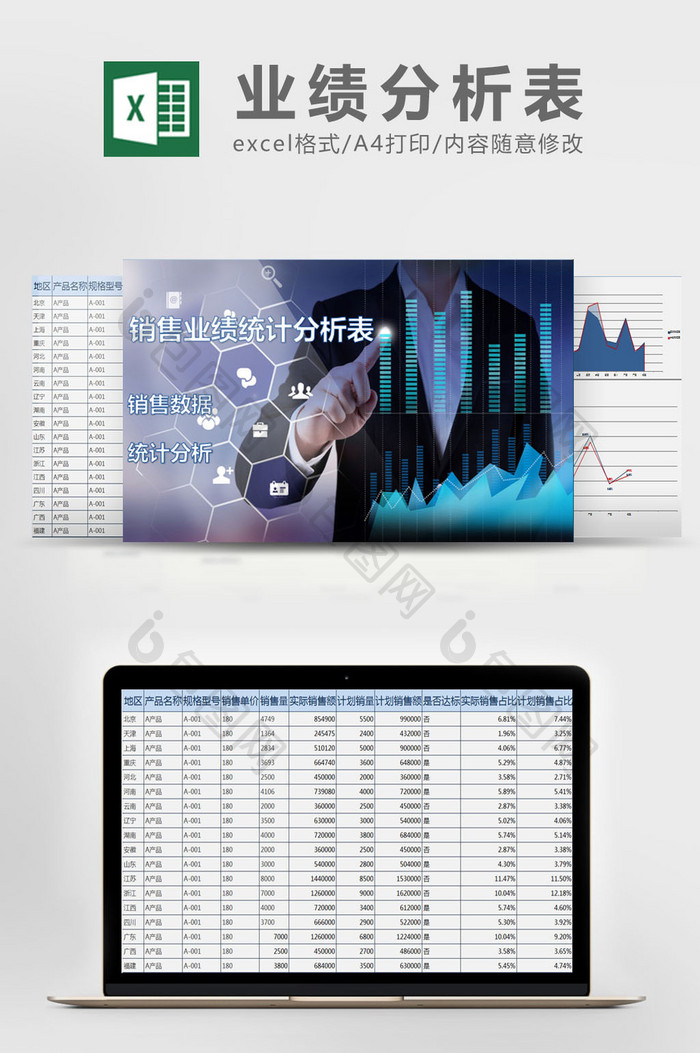 销售业绩统计分析表 excel模板