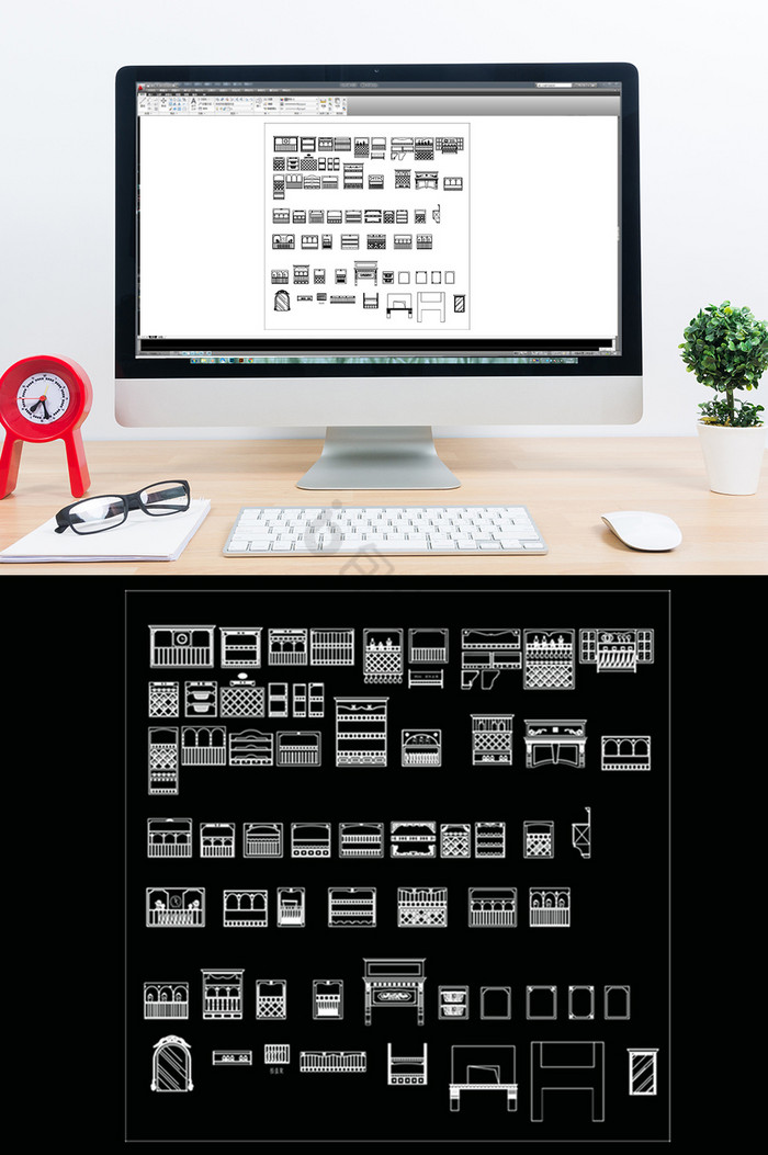 CAD橱柜开放柜模型图库图片