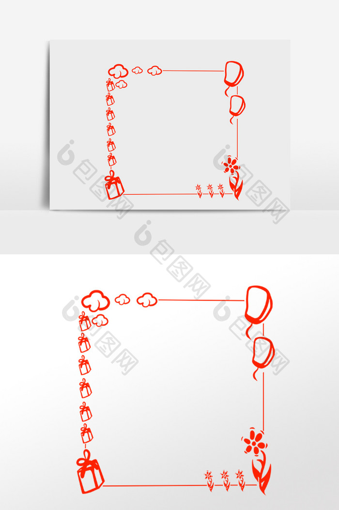 手绘新年礼物边框素材