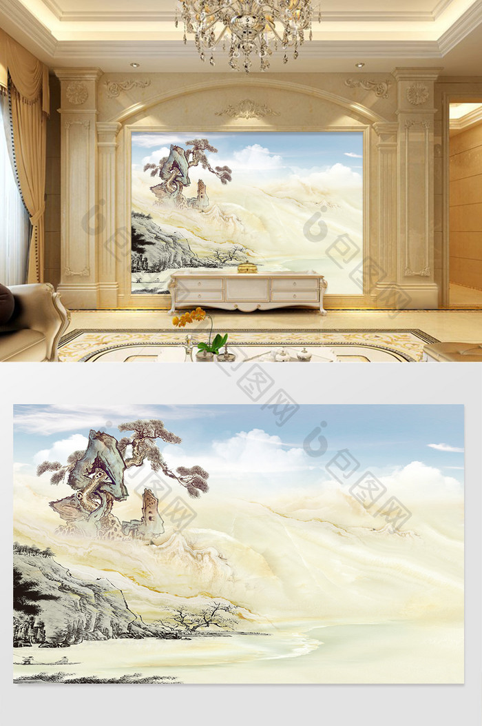 高清大理石纹抽象山水风情艺术背景墙