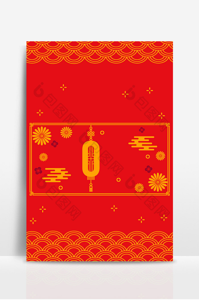中国风红色新年春节海报背景