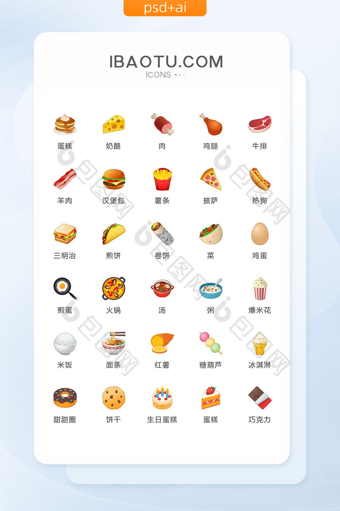 彩色扁平化食物类矢量icon图标