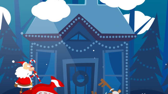 卡通动画圣诞老人雪橇车圣诞节片头AE模板