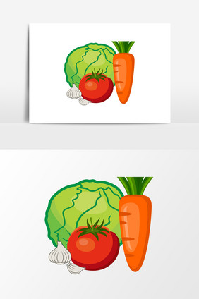 卡通西红柿胡萝卜白菜设计元素