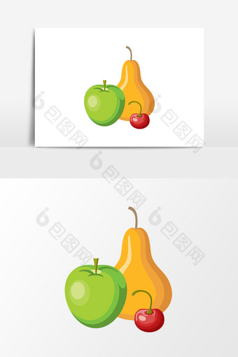 卡通苹果樱桃梨设计元素图片