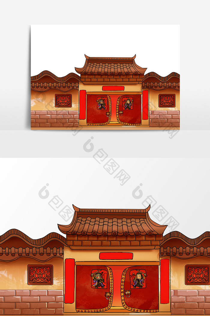 手绘中国风建筑元素设计