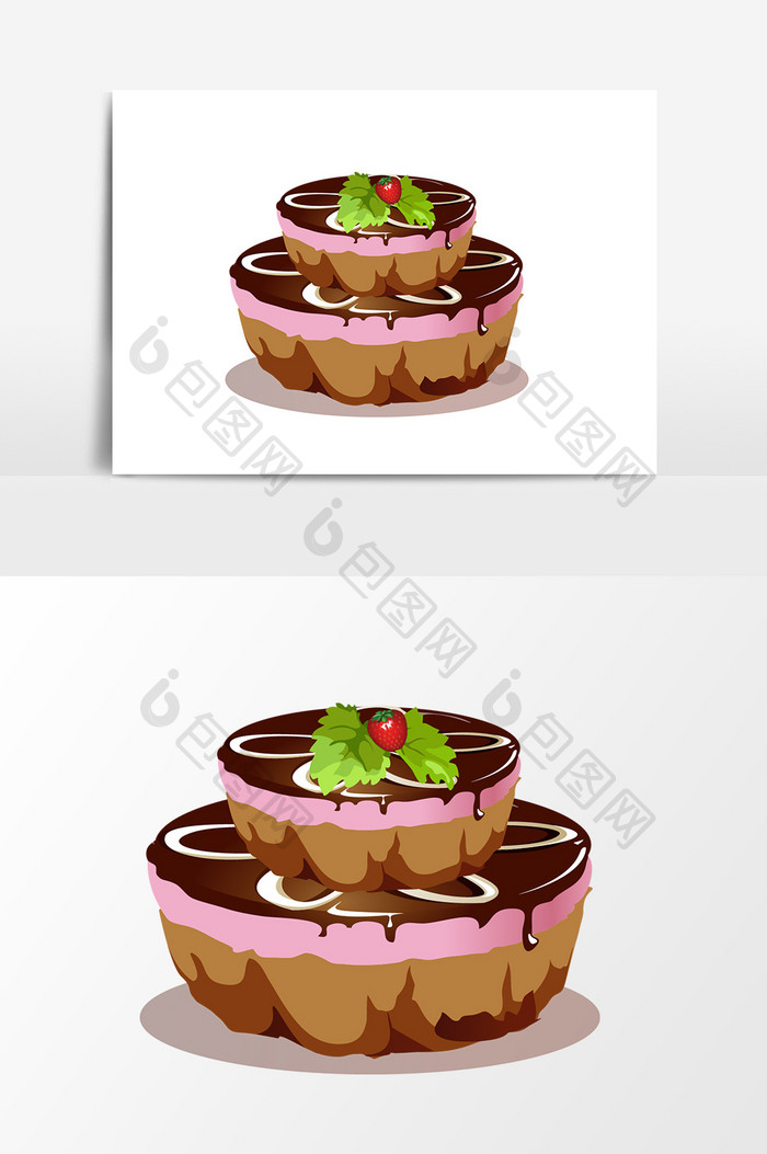 卡通巧克力双层蛋糕设计元素