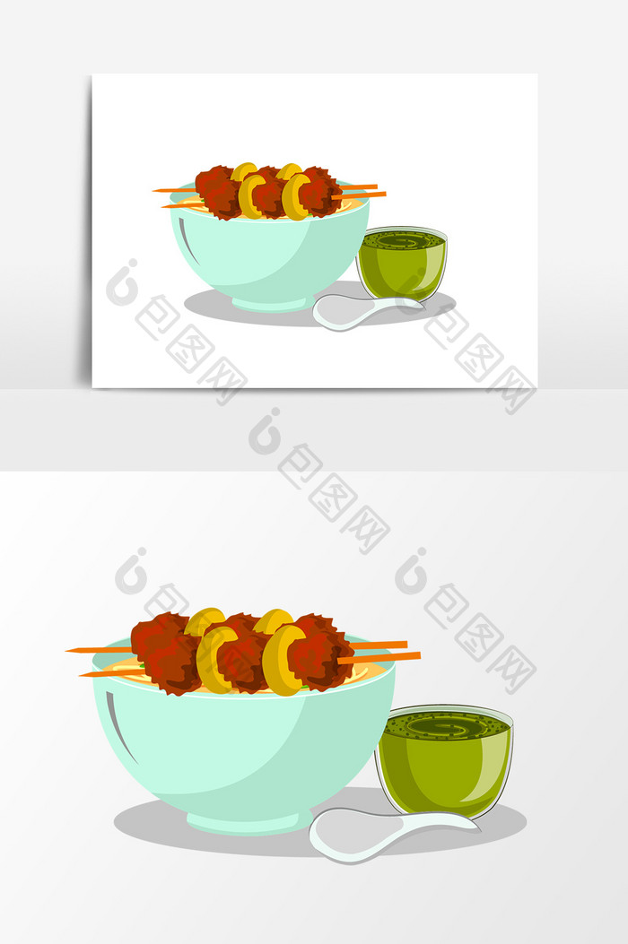 卡通烤串食物设计元素