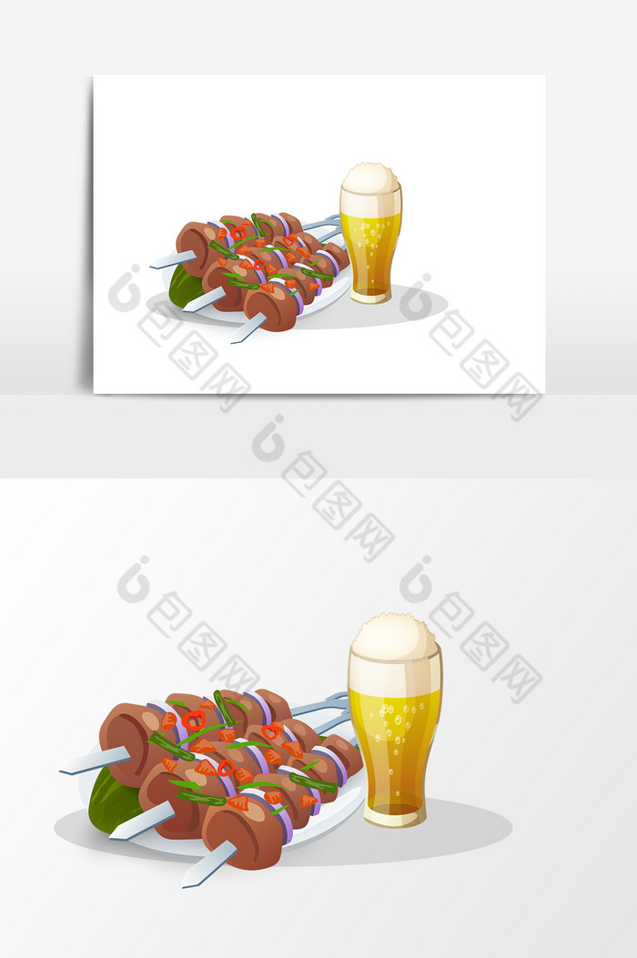 卡通烤串啤酒设计元素图片