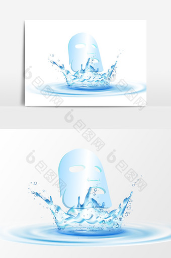 手绘补水面膜设计元素图片