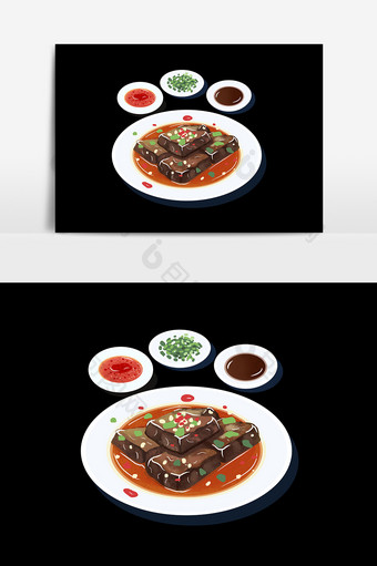 手绘美食臭豆腐加调料元素设计图片