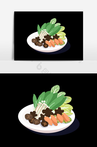 手绘美食拼盘蔬菜元素设计图片