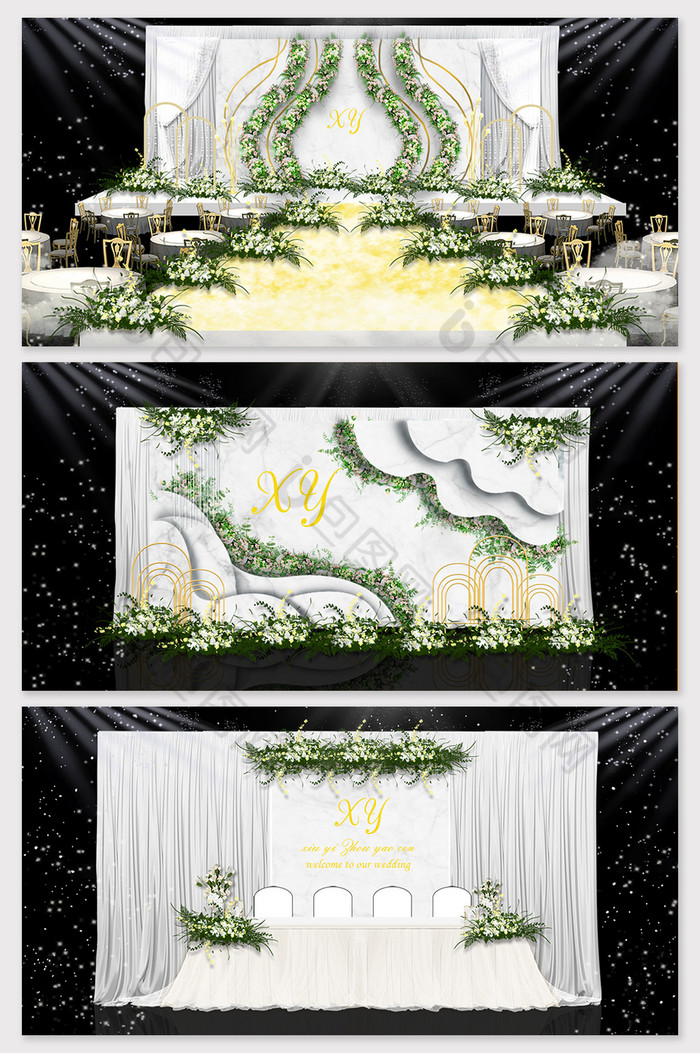 白色小清新大理石主题婚礼效果图图片图片