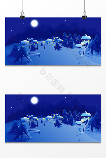 卡通冬季夜空背景设计图片