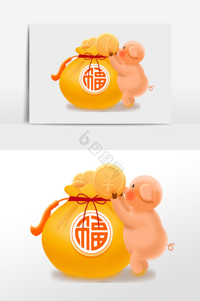 小猪与钱袋图片