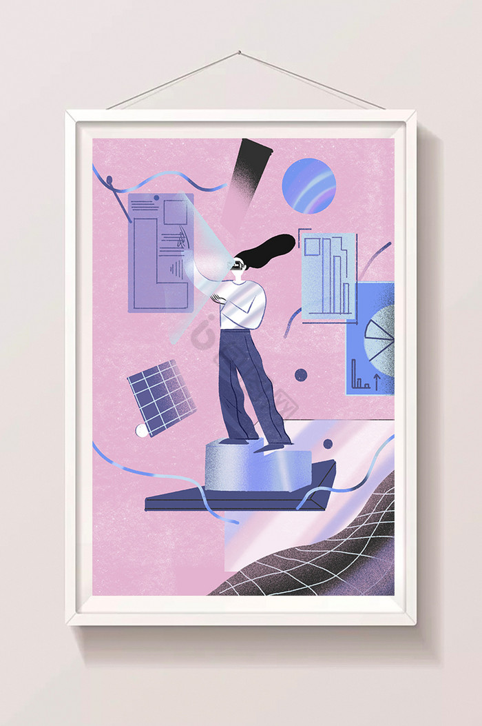 科幻vr版画风人工智能科技感插画