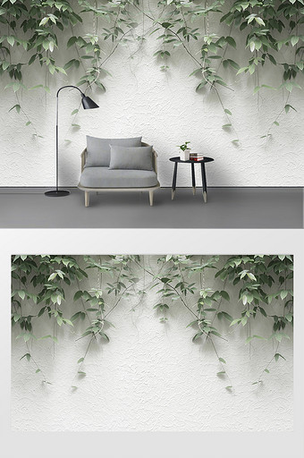 现代简约植物背景墙装饰画图片