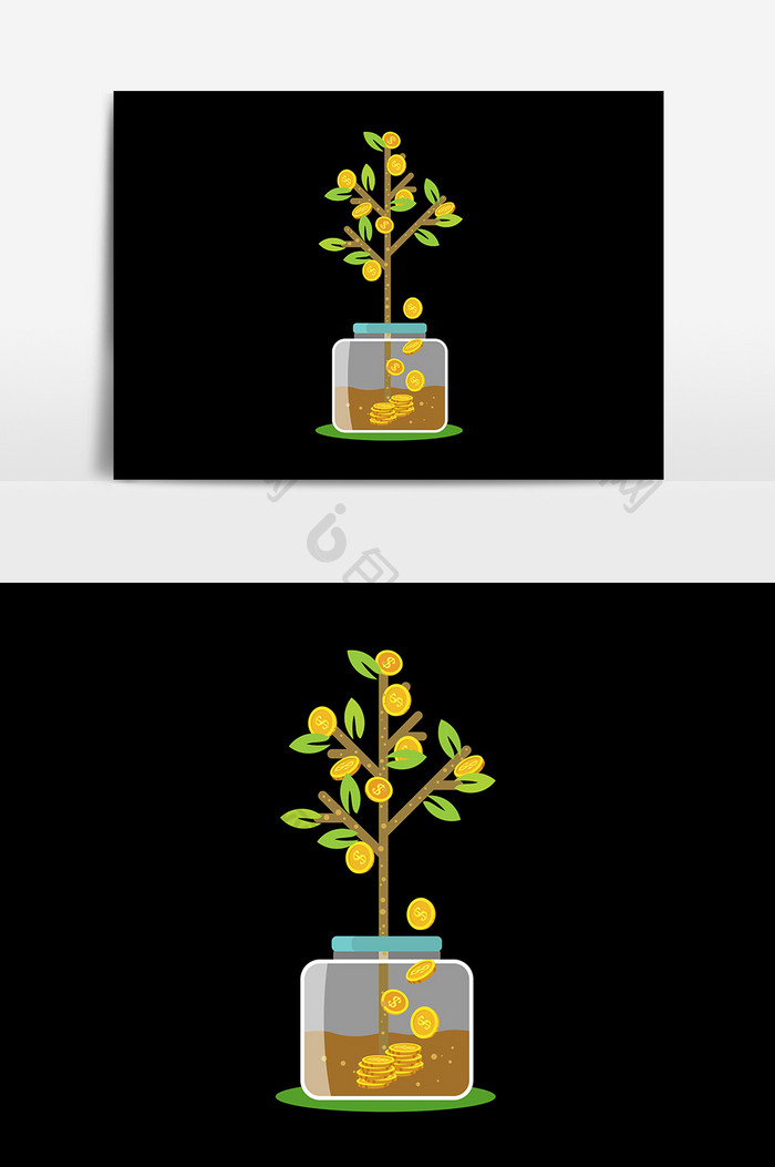 手绘发财树设计元素