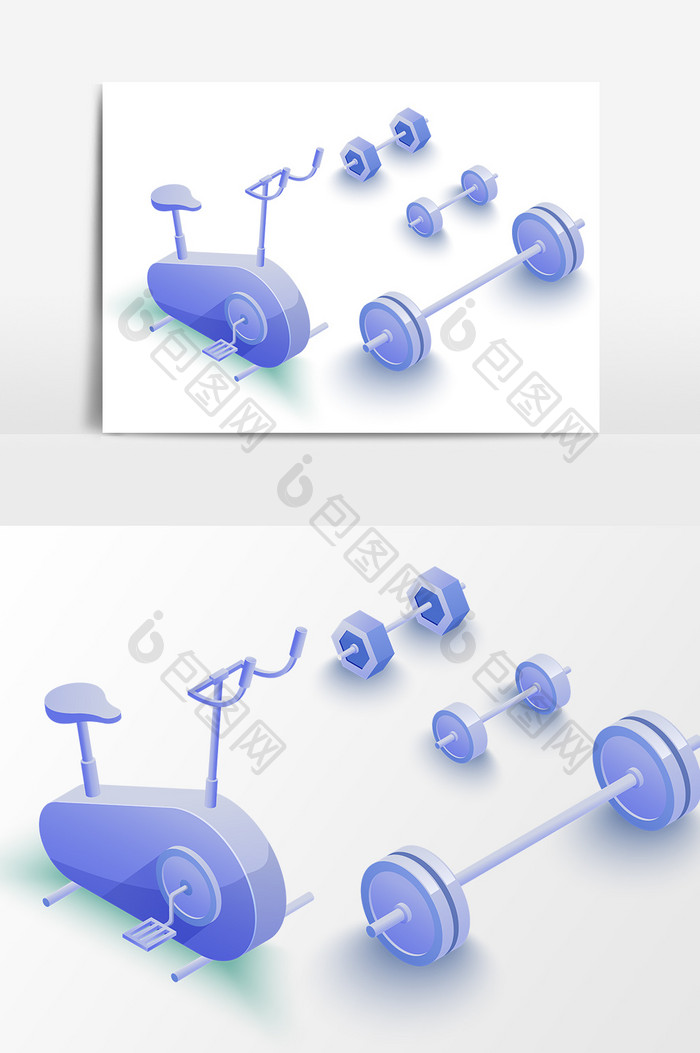 卡通蓝色健身器材设计元素