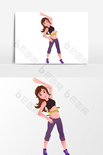 卡通手绘健身女孩设计元素图片