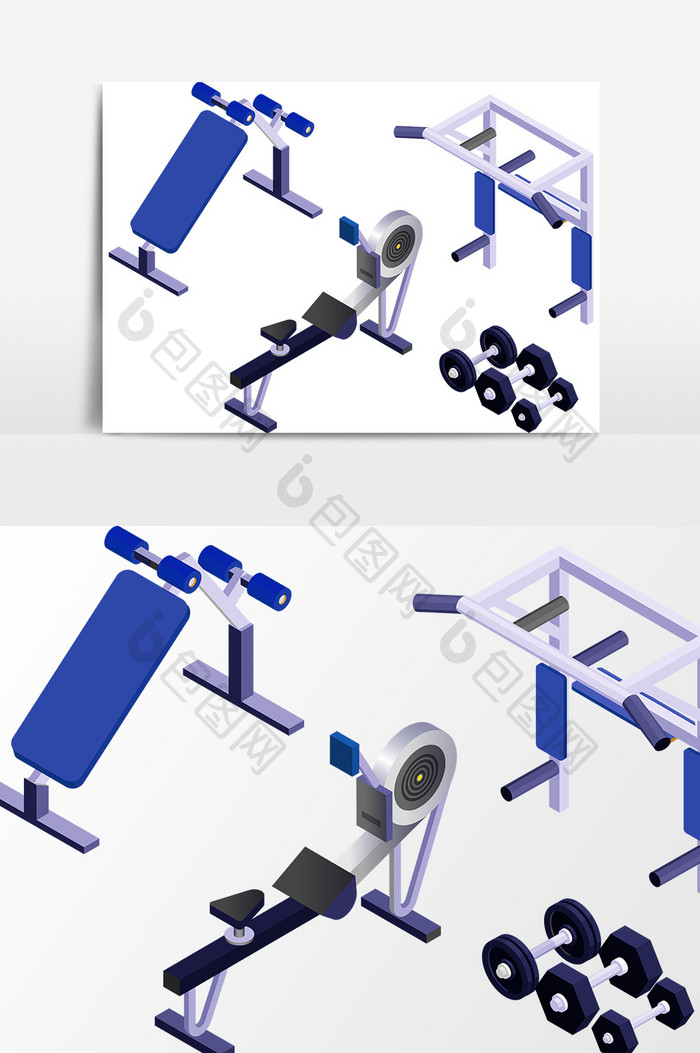 手绘健身器材元素设计