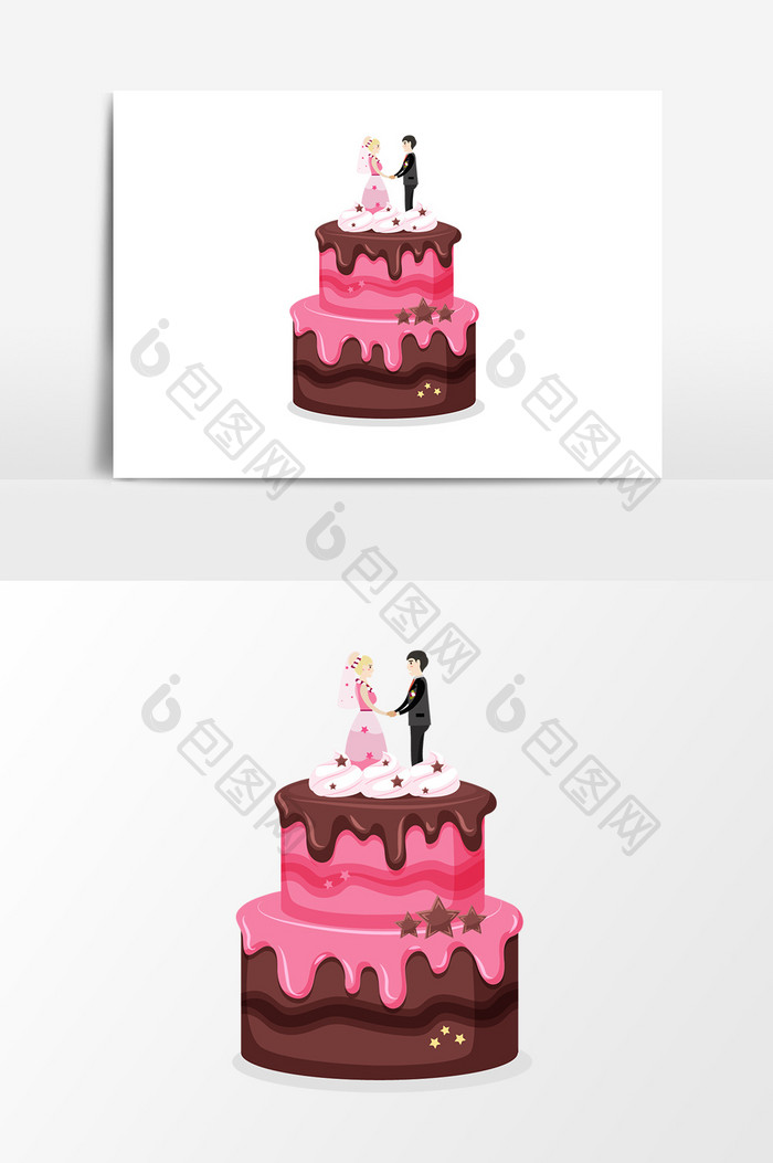 手绘浪漫婚礼蛋糕设计元素