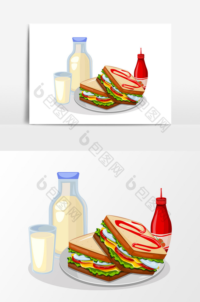 卡通三明治番茄酱设计元素