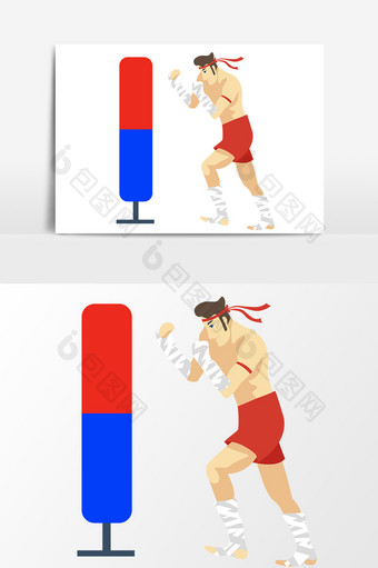 卡通拳击锻炼设计元素图片