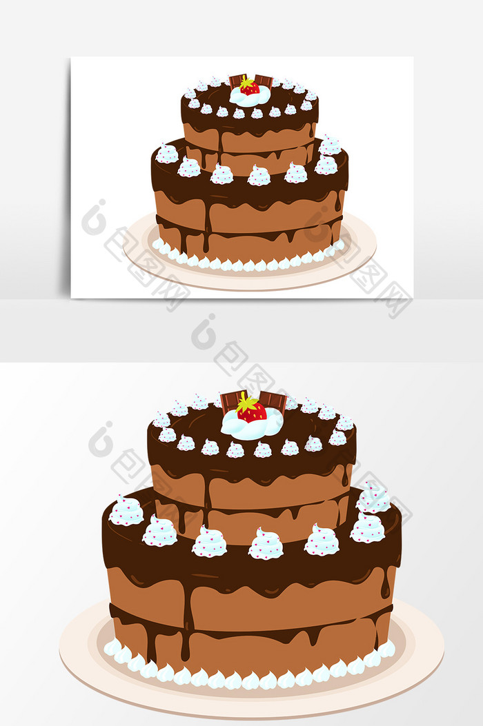 手绘双层巧克力蛋糕设计元素