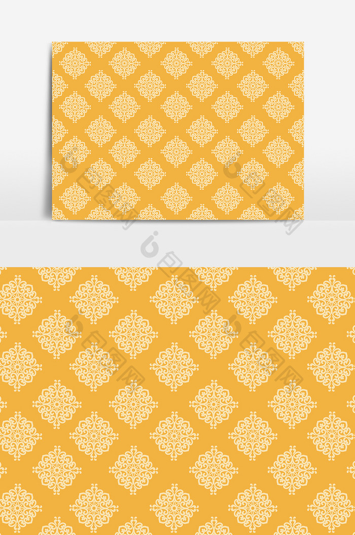 中国风黄色花纹纹理元素设计