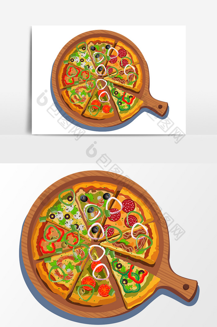 手绘披萨设计元素