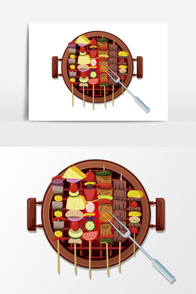 卡通手绘烤串元素设计