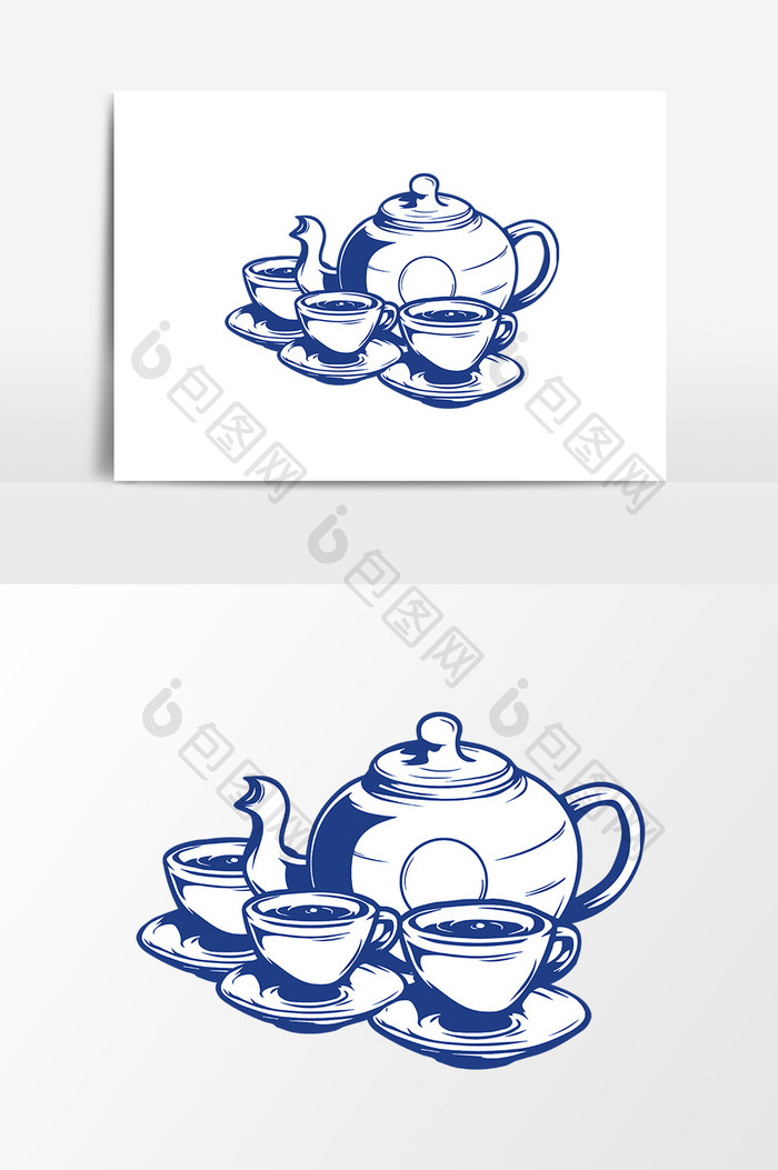 卡通手绘茶壶茶杯设计元素