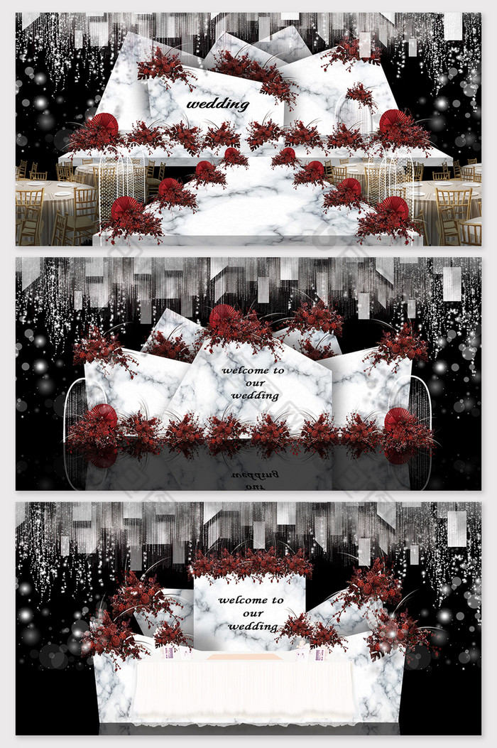 红白大理石高端婚礼效果图图片图片